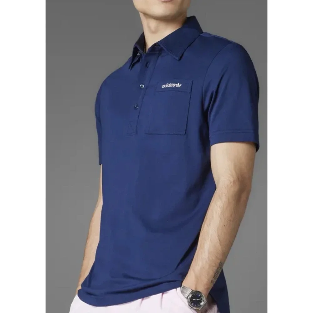 Men's adidas Originals Pocket Polo Golf shirt Blue Night‎ Indigo Sz Small $100